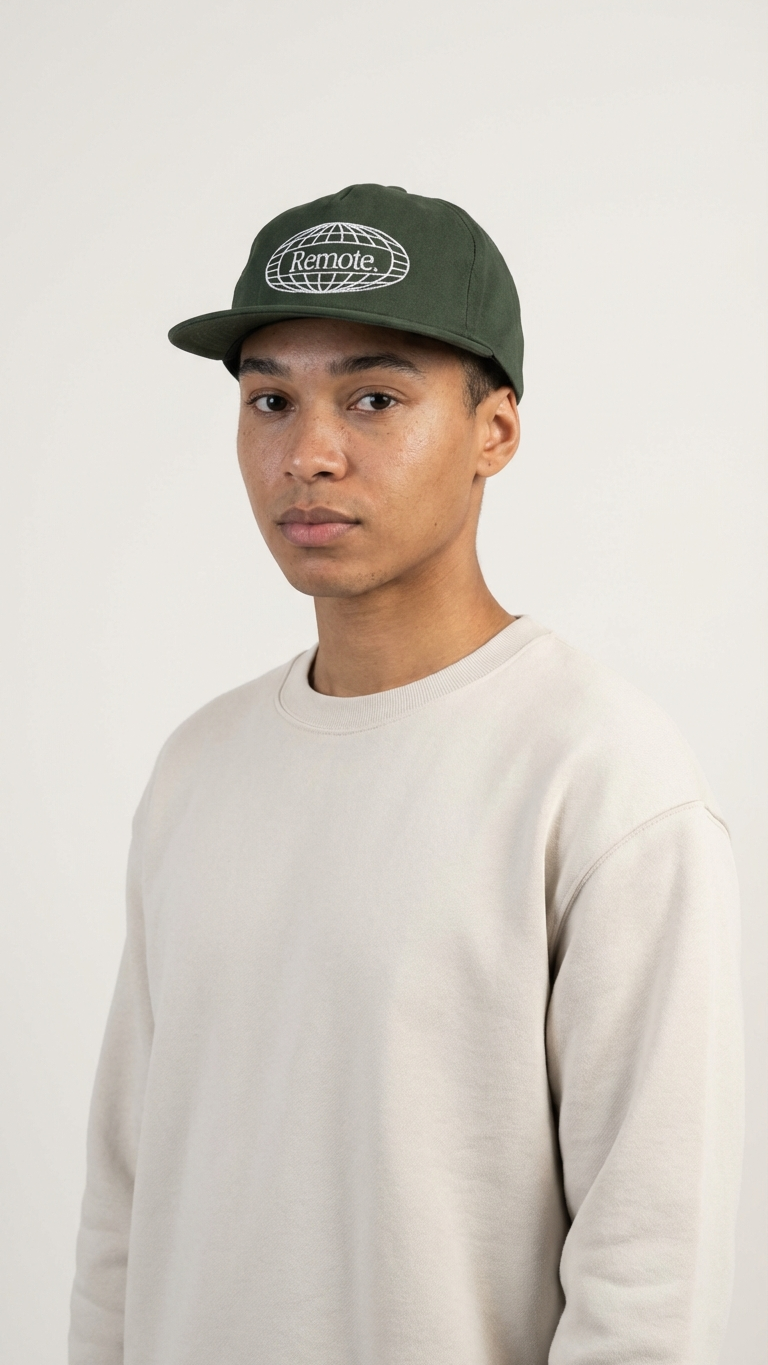 Dark green World Wide embroidered hat with white globe logo